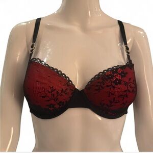 Stella McCartney - Elegant Red and Black Lace Bra, worn once.